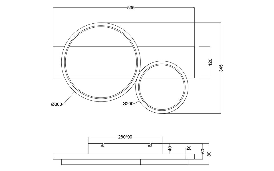 HLW LED LED Plafondlamp - Trion Rameda - 26W - Warm Wit 3000K -  Dimbaar - Rechthoek Rond - Mat Zwart - Metaal