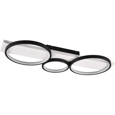 LED Plafondlamp - Trion Rameda - 33W - Warm Wit 3000K - Dimbaar - Rechthoek Rond - Mat Zwart - Metaal LED Plafondlamp - Trion Rameda - 33W - Warm Wit 3000K - Dimbaar - Rechthoek Rond - Mat Zwart - Metaal