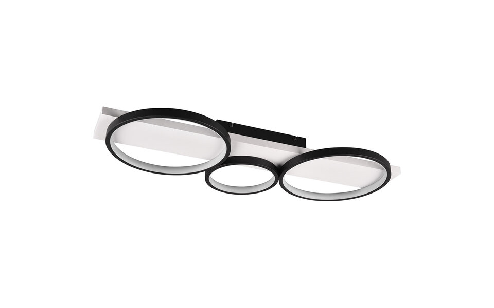 HLW LED LED Ceiling Light - Trion Rameda - 33W - Warm White 3000K - Dimmable - Rectangular Round - Matte Black - Metal