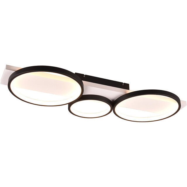 HLW LED LED Ceiling Light - Trion Rameda - 33W - Warm White 3000K - Dimmable - Rectangular Round - Matte Black - Metal