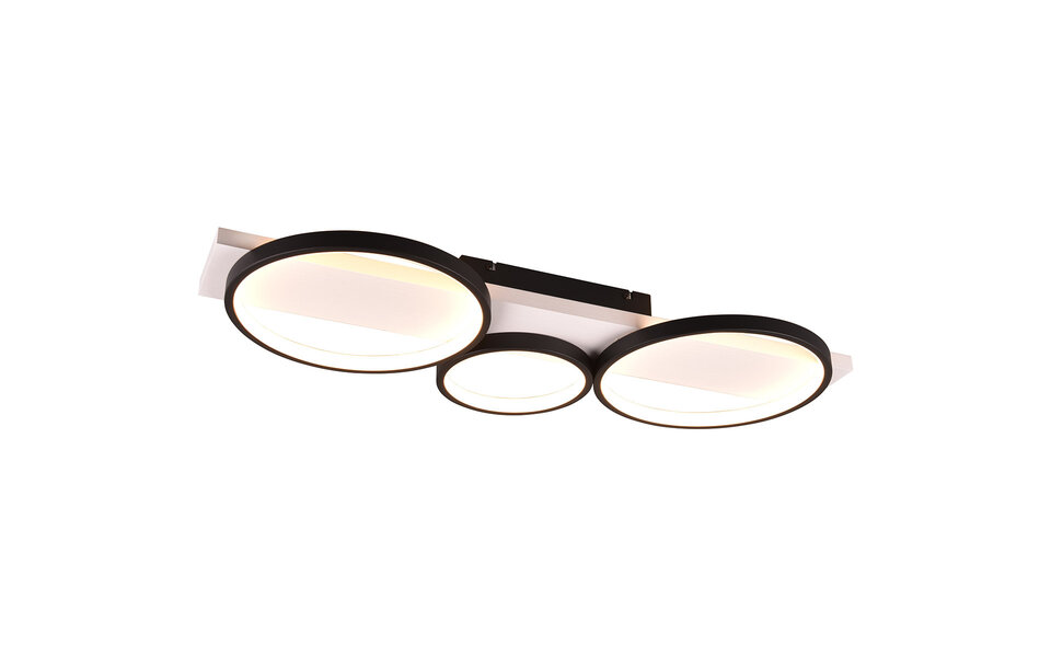 HLW LED LED Ceiling Light - Trion Rameda - 33W - Warm White 3000K - Dimmable - Rectangular Round - Matte Black - Metal