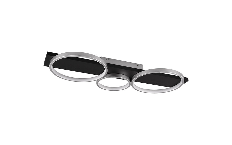 HLW LED LED Ceiling Light - Trion Rameda - 33W - Warm White 3000K - Dimmable - Rectangular Round - Titanium - Metal