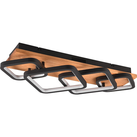 LED Plafondlamp - Plafondverlichting - Trion Aram - 36W - Warm Wit 3000K - Dimbaar - Rechthoek - Mat Zwart - Metaal LED Plafondlamp - Plafondverlichting - Trion Aram - 36W - Warm Wit 3000K - Dimbaar - Rechthoek - Mat Zwart - Metaal