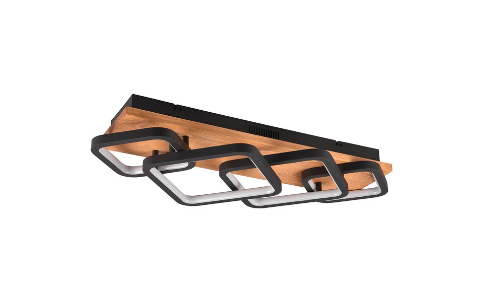 HLW LED LED Ceiling Light - Ceiling Lighting - Trion Aram - 36W - Warm White 3000K - Dimmable - Rectangular - Matte Black - Metal