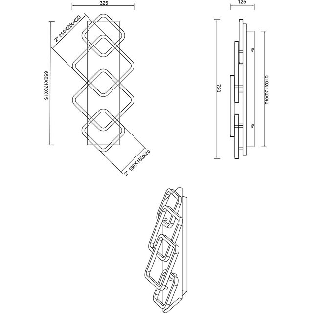 HLW LED LED Ceiling Light - Ceiling Lighting - Trion Aram - 36W - Warm White 3000K - Dimmable - Rectangular - Matte Black - Metal