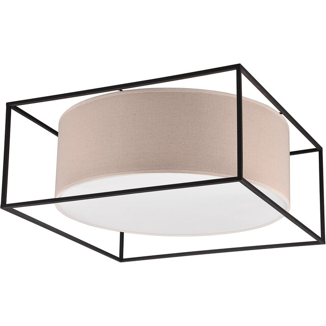 Trion Rocky LED plafondlamp 3x E27 mat zwart beige Verlichting per ruimte