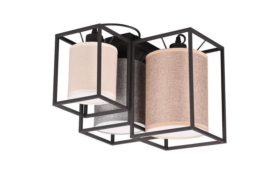 HLW LED LED Ceiling Lamp - Ceiling Lighting - Trion Rocky - E27 Fitting - Industrial - Matte Black - Metal -