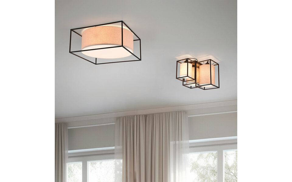 HLW LED LED Plafondlamp - Plafondverlichting - Trion Rocky - E27 Fitting - Industrieel - Mat Zwart - Metaal -