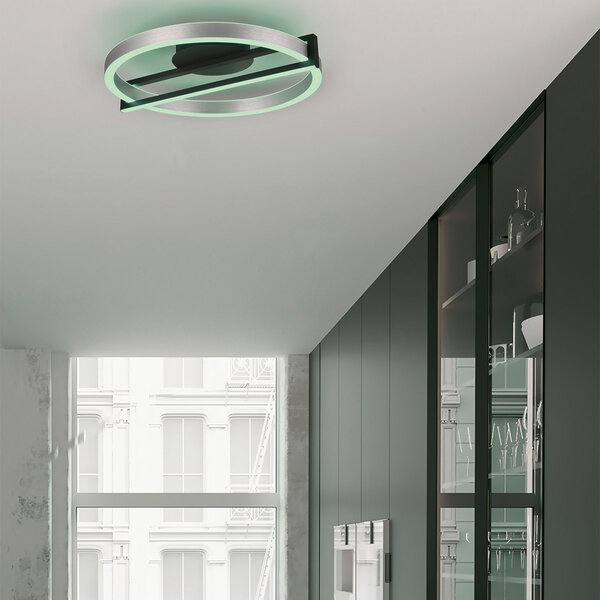 HLW LED LED Plafondlamp - Trion Tompie - 55W - Aanpasbaar kleur - Dimbaar - Rond - Geborsteld Aluminium - Metaal HLW LED LED Plafondlamp - Trion Tompie - 55W - Aanpasbaar kleur - Dimbaar - Rond - Geborsteld Aluminium - Metaal