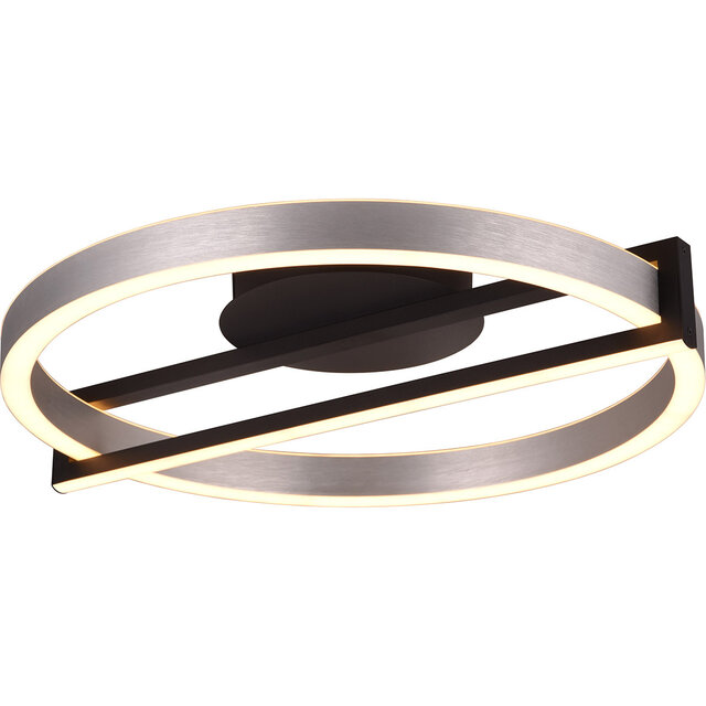 HLW LED LED Plafondlamp - Trion Tompie - 55W - Aanpasbaar kleur -  Dimbaar - Rond - Geborsteld Aluminium - Metaal