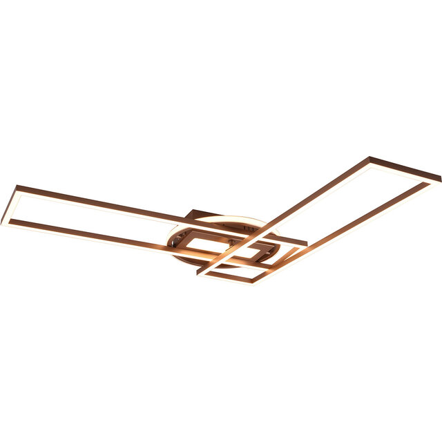 HLW LED LED Plafondlamp - Trion Wist - 30W - Aanpasbare Kleur - Dimbaar - Rechthoek - Coffee - Metaal