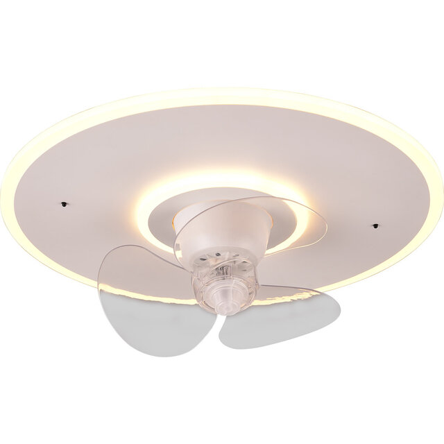 HLW LED LED Ceiling Light with Fan - Ceiling Fan - Trion Bryan - 30W - Adjustable Color - Remote Control - Dimmable - Round - Matte White - Metal