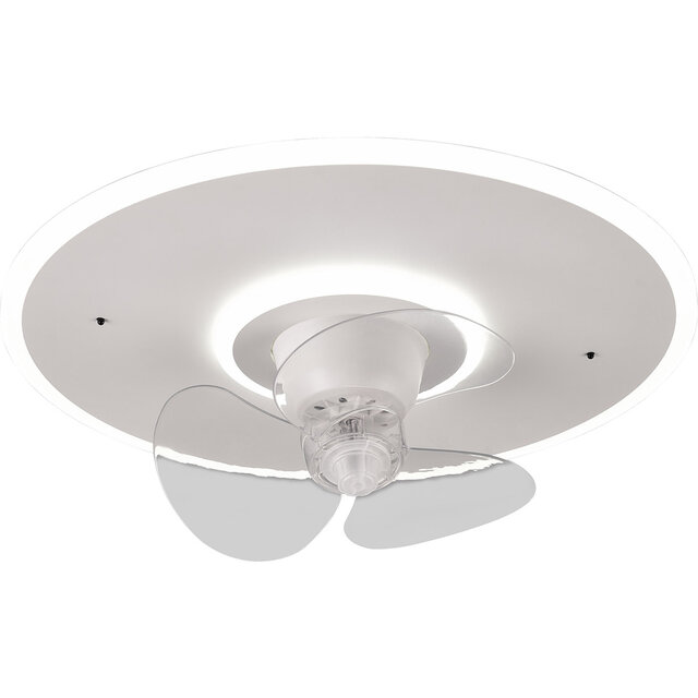 HLW LED LED Ceiling Light with Fan - Ceiling Fan - Trion Bryan - 30W - Adjustable Color - Remote Control - Dimmable - Round - Matte White - Metal