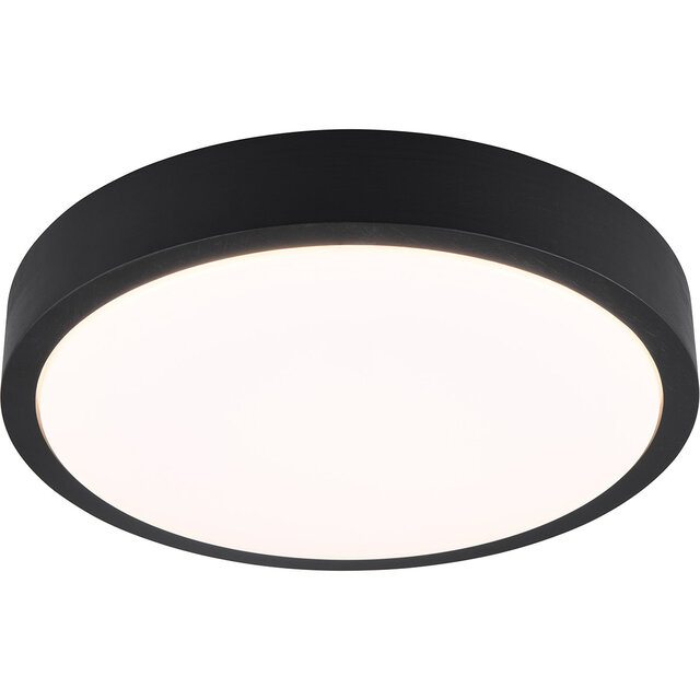 rond zwarte LED plafondlamp met houten accenten 24W warm wit licht dimbaar 2500 lumen rond zwarte LED plafondlamp met houten accenten 24W warm wit licht dimbaar 2500 lumen