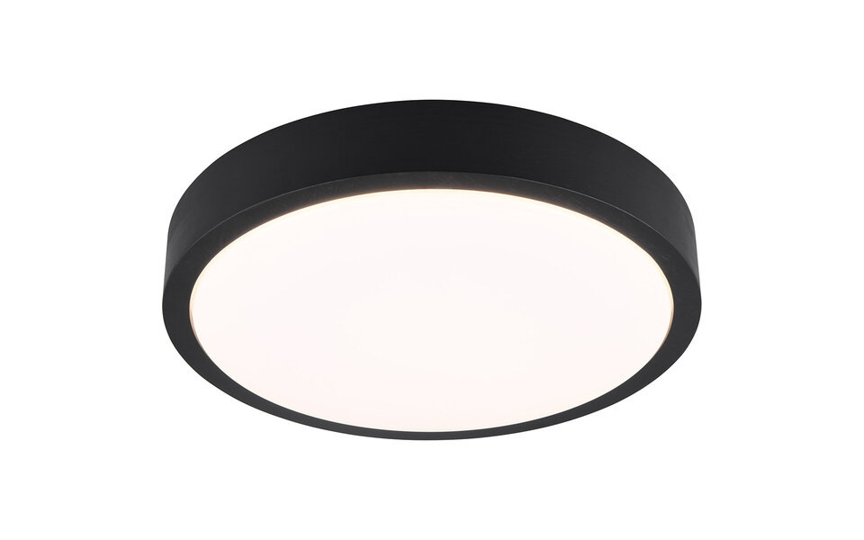 HLW LED LED Ceiling Light - Trion Osea - 24W - Warm White 3000K - Dimmable - Black - Natural Wood