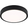 rond zwarte LED plafondlamp met houten accenten 24W warm wit licht dimbaar 2500 lumen