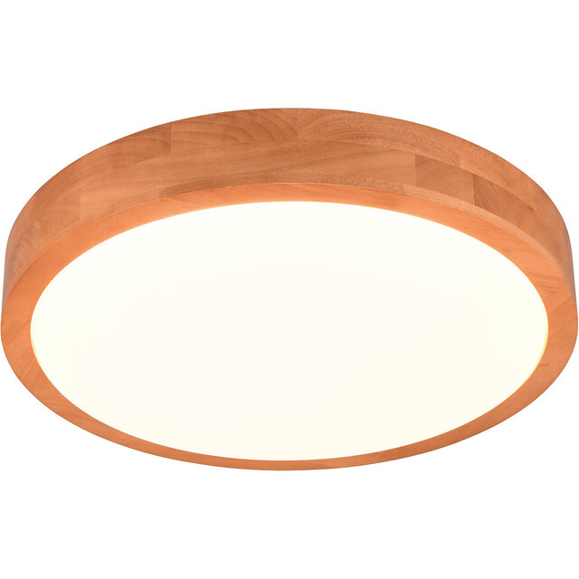 HLW LED LED Plafondlamp - Trion Osea - 24W - Warm Wit 3000K - Dimbaar - Beige - Natuur Hout