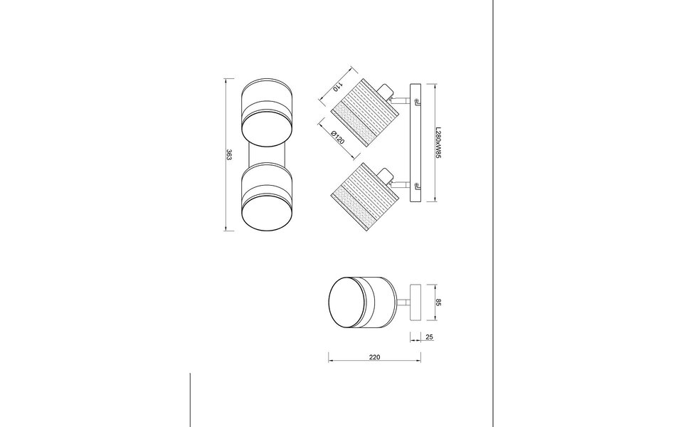 HLW LED LED Plafondlamp - Plafondverlichting - Trion Lazo - E14 Fitting - 2-lichts - Rond - Mat Zwart- Metaal - Max 10W