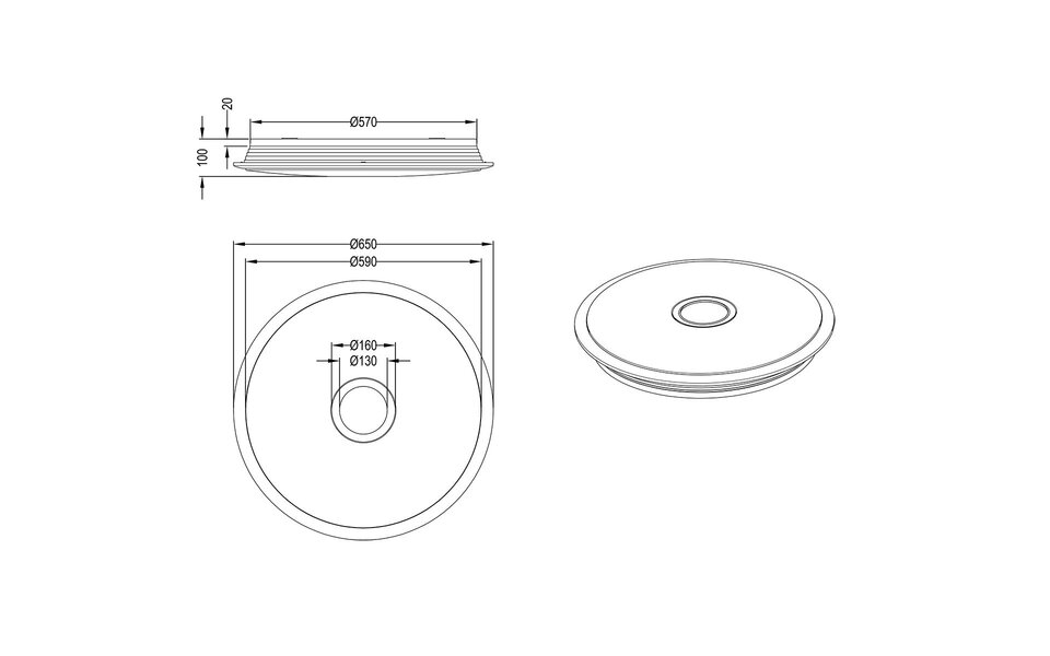 HLW LED LED Plafondlamp - Trion Okyayla - 45W - Aanpasbare Kleur - Dimbaar - Afstandsbediening - Sterlicht - Rond - Wit - Kunststof