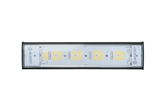 compacte zwarte LED kweeklamp met 160W full-spectrum licht en footprint van 120 bij 20 centimeter compacte zwarte LED kweeklamp met 160W full-spectrum licht en footprint van 120 bij 20 centimeter