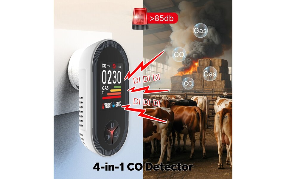 Smartlife Domotica 4in1 Luchtkwaliteitmeter Co2 | Luchtvochtigheid | Temperatuur | Gas (geen wifi) Smartlife Domotica 4in1 Luchtkwaliteitmeter Co2 | Luchtvochtigheid | Temperatuur | Gas (geen wifi)