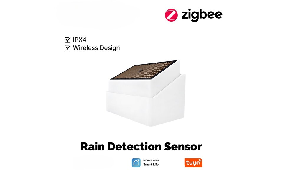 Smartlife Domotica Smart Regensensor | Zigbee 3.0 | Tuya Smart Life | Regen- & Lichtdetectie | IPX4 | Tot 2 Jaar Standby | Buitengebruik