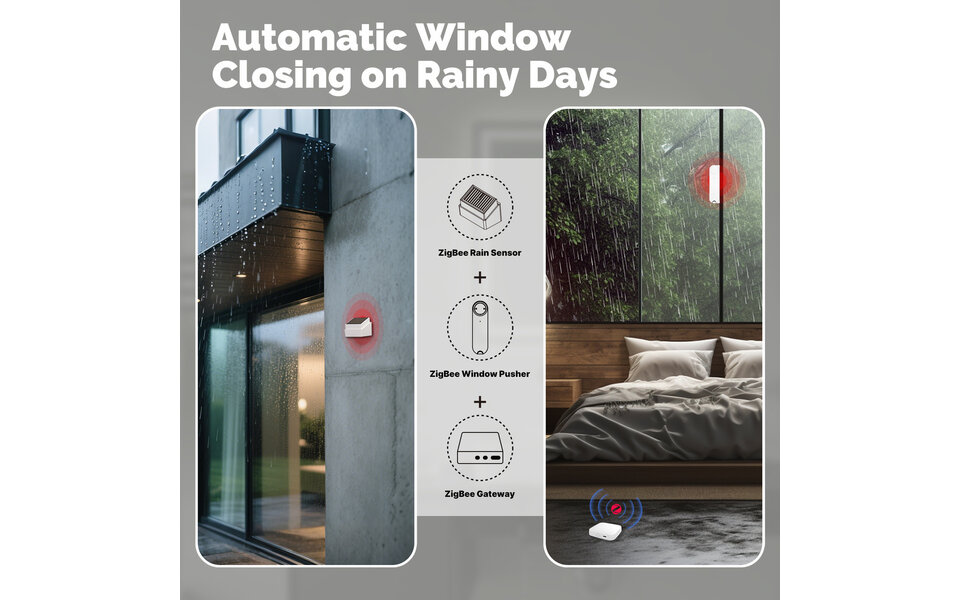 Smartlife Domotica Smart Regensensor | Zigbee 3.0 | Tuya Smart Life | Regen- & Lichtdetectie | IPX4 | Tot 2 Jaar Standby | Buitengebruik