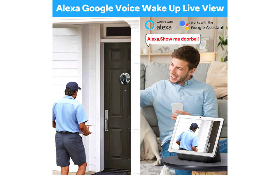 Smartlife Domotica Smart Digitale Deurspion + bel | 3MP | 4.3" LCD | Tweeweg Audio | Nachtzicht | PIR Detectie | WiFi | 5000mAh