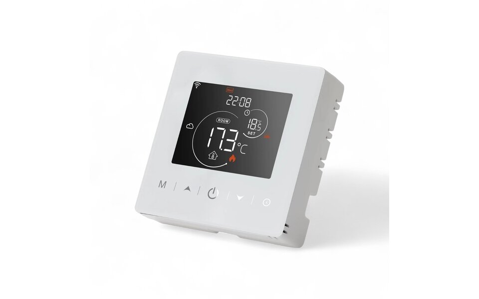 Smartlife Domotica Wifi Opbouw Thermostaat met Touchscreen voor C.V. Installatie (met statistieken)