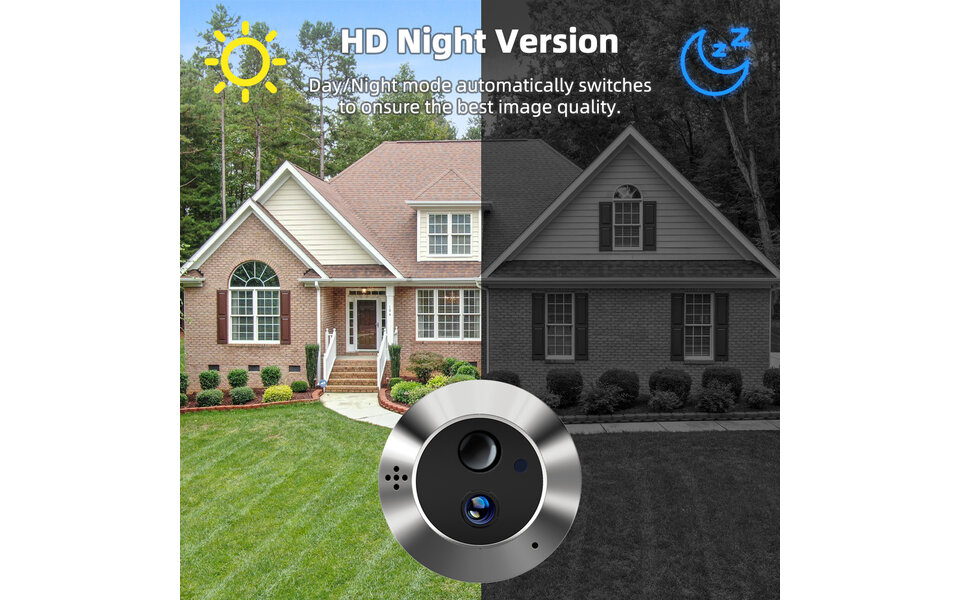 Smartlife Domotica Deurspion camera inclusief Scherm 1080P met opname functie en 2-weg audio