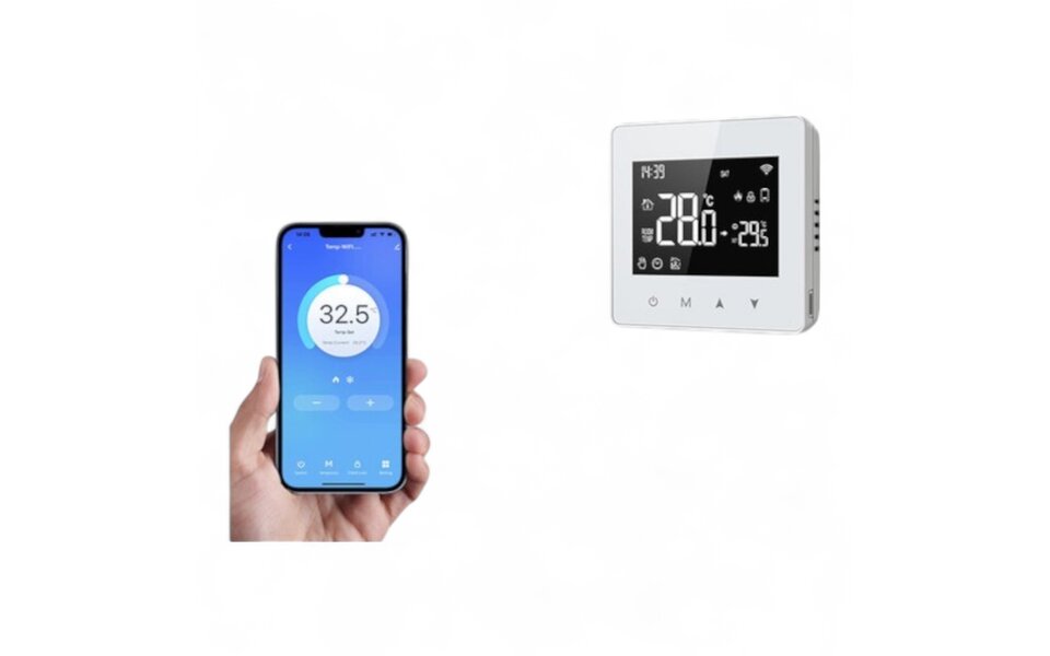 Smartlife Domotica Wifi Opbouw Thermostaat met Touchscreen voor C.V. Installatie (zwart)