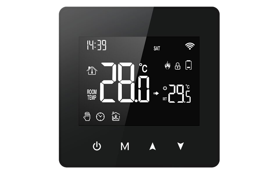 Smartlife Domotica Wifi Opbouw Thermostaat met Touchscreen voor C.V. Installatie (zwart)