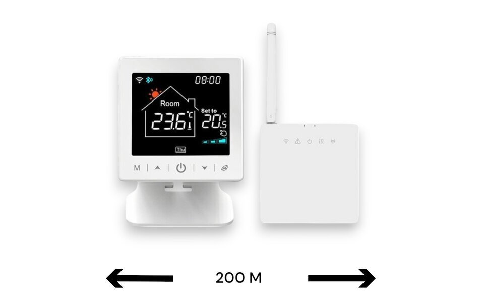 Smartlife Domotica Smart WiFi Opbouw Thermostaat | Tiptoetsbediening | Draadloos | Voor C.V.-installatie | Tuya App | Google Home & Alexa | Zwart/Wit