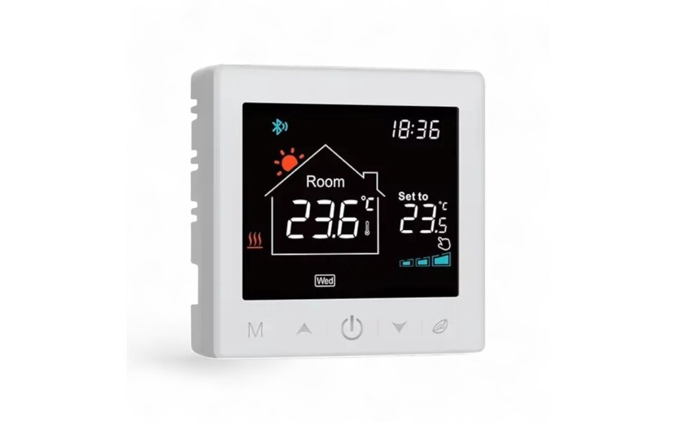 Smartlife Domotica Smart WiFi Opbouw Thermostaat | Tiptoetsbediening | Draadloos | Voor C.V.-installatie | Tuya App | Google Home & Alexa | Zwart/Wit