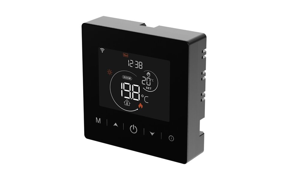 Smartlife Domotica Wifi Opbouw Thermostaat met Touchscreen voor C.V. Installatie (met statistieken) - Zwart