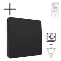 Draadloze Wandschakelaar Zwart (Kinetisch) 1-Voudig Aan/Uit + Dimmer - Set Draadloze Wandschakelaar Zwart (Kinetisch) 1-Voudig Aan/Uit + Dimmer - Set