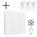 Slimme Draadloze Wandschakelaar | Wit | RF 433Mhz | 3 knoppen | Kinetisch | Aan/uit + dimmer | Set | Opbouw | Bediening met uw Smartphone