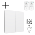 Slimme Draadloze Wandschakelaar | Wit | RF 433Mhz | 2 knoppen | Kinetisch | Aan/uit + dimmer | Set | Opbouw | Bediening met uw Smartphone Slimme Draadloze Wandschakelaar | Wit | RF 433Mhz | 2 knoppen | Kinetisch | Aan/uit + dimmer | Set | Opbouw | Bediening met uw Smartphone