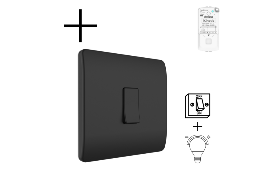 Smartlife Domotica Slimme Draadloze Wandschakelaar | Zwart | RF 433Mhz | 1 knop | Batterij | Set | Opbouw | Bediening met uw Smartphone