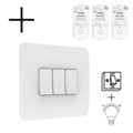 Slimme Draadloze Wandschakelaar | Wit | RF 433Mhz | 3 knoppen | Batterij | Set | Opbouw | Bediening met uw Smartphone