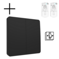 Slimme Draadloze Wandschakelaar | Zwart | RF 433Mhz | 2 knoppen | Kinetisch | Aan/uit + dimmer | Set | Opbouw | Bediening met uw Smartphone Slimme Draadloze Wandschakelaar | Zwart | RF 433Mhz | 2 knoppen | Kinetisch | Aan/uit + dimmer | Set | Opbouw | Bediening met uw Smartphone