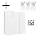 Slimme Draadloze Wandschakelaar | Wit | RF 433Mhz | 3 knoppen | Kinetisch | Aan/uit + dimmer | Set | Opbouw | Bediening met uw Smartphone Slimme Draadloze Wandschakelaar | Wit | RF 433Mhz | 3 knoppen | Kinetisch | Aan/uit + dimmer | Set | Opbouw | Bediening met uw Smartphone
