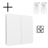 Draadloze Wandschakelaar Wit (Kinetisch) 2-Voudig Aan/Uit - Set Draadloze Wandschakelaar Wit (Kinetisch) 2-Voudig Aan/Uit - Set