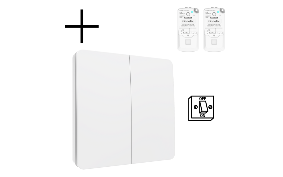 Smartlife Domotica Slimme Draadloze Wandschakelaar | Wit | RF 433Mhz | 2 knoppen | Kinetisch | Aan/uit + dimmer | Set | Opbouw | Bediening met uw Smartphone Smartlife Domotica Slimme Draadloze Wandschakelaar | Wit | RF 433Mhz | 2 knoppen | Kinetisch | Aan/uit + dimmer | Set | Opbouw | Bediening met uw Smartphone