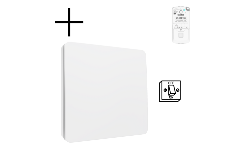 Smartlife Domotica Slimme Draadloze Wandschakelaar | Wit | RF 433Mhz | 1 knop | Kinetisch | Aan/uit + dimmer | Set | Opbouw | Bediening met uw Smartphone