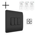 Slimme Draadloze Wandschakelaar | Zwart | RF 433Mhz | 3 knoppen | Batterij | Set | Opbouw | Bediening met uw Smartphone
