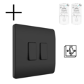 Slimme Draadloze Wandschakelaar | Zwart | RF 433Mhz | 2 knoppen | Batterij | Set | Opbouw | Bediening met uw Smartphone