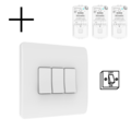 Slimme Draadloze Wandschakelaar | Wit | RF 433Mhz | 3 knoppen | Batterij | Set | Opbouw | Bediening met uw Smartphone