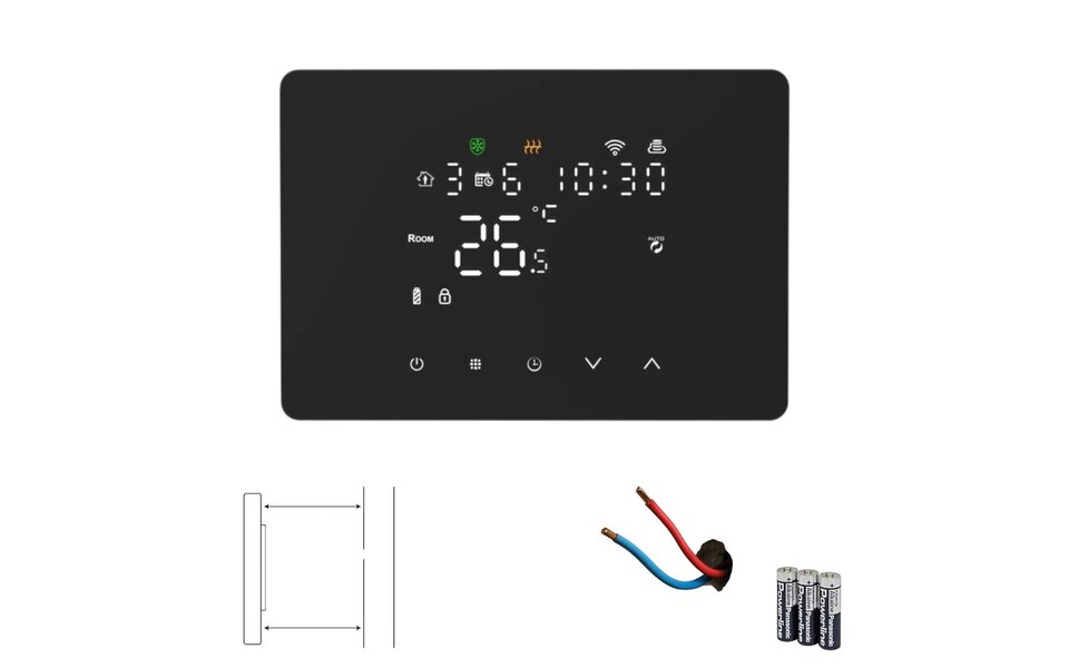 Smartlife Domotica Smart Zigbee Opbouw Thermostaat | Touchscreen | Voor C.V.-Installatie | Programmeerbaar | Tuya App | Google Home & Alexa | Zwart Smartlife Domotica Smart Zigbee Opbouw Thermostaat | Touchscreen | Voor C.V.-Installatie | Programmeerbaar | Tuya App | Google Home & Alexa | Zwart