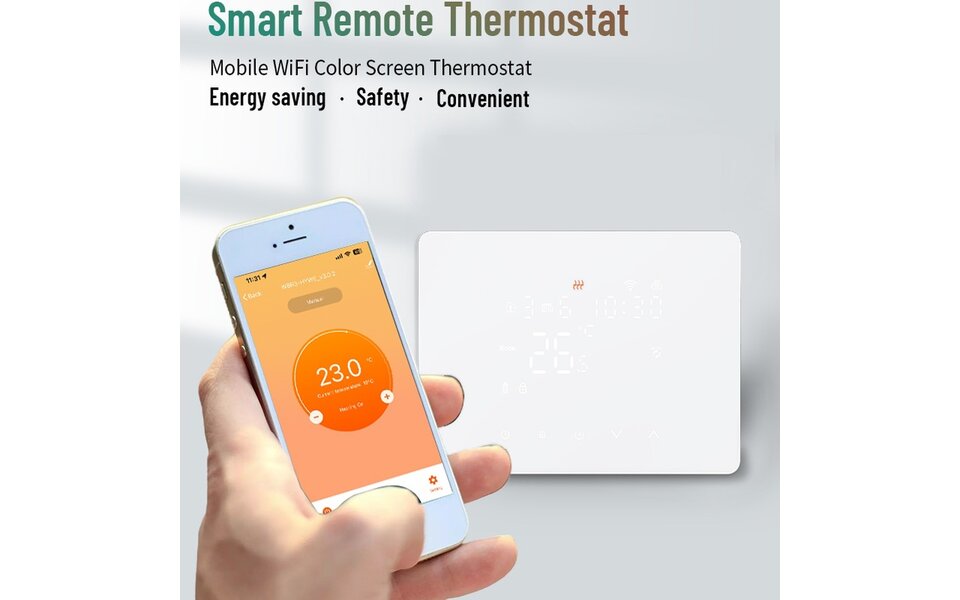 Smartlife Domotica Smart Zigbee Opbouw Thermostaat | Touchscreen | Voor C.V.-Installatie | Programmeerbaar | Tuya App | Google Home & Alexa | Zwart